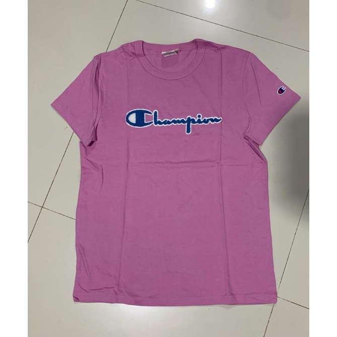 Champion logo tee shirt blue women