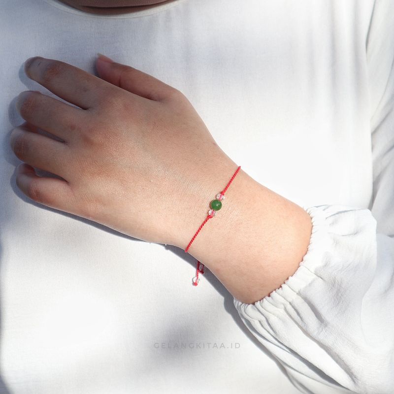 Gelang Wanita Ulir Manik Crystal Ceko &amp; Batu Giok