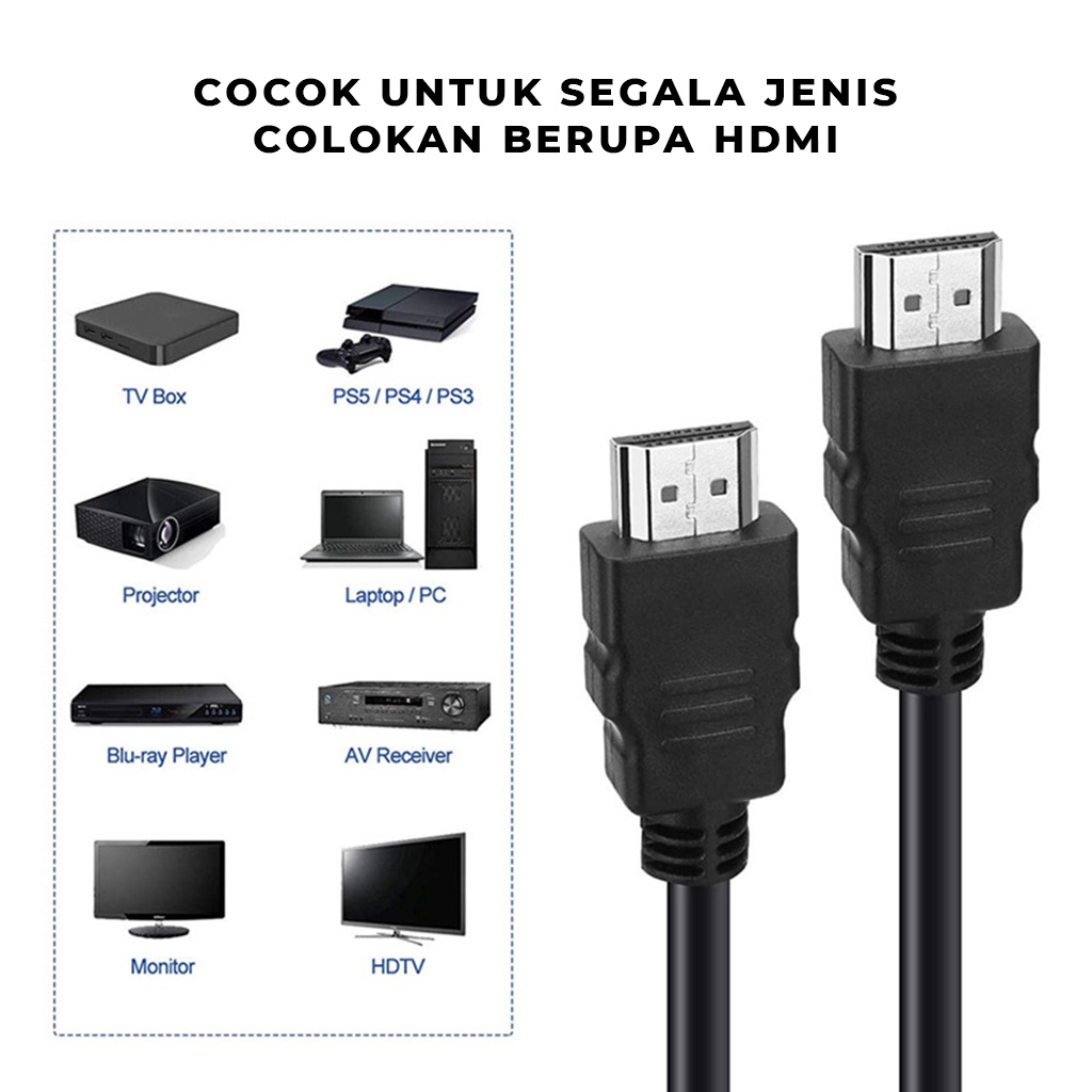 Kabel HDMI To HDMI Polos 1,5Meter Cable Male To Male STB Ke TV Kabel Proyektor Multimedia 1,5M Hdmi To Hdmi Untuk Laptop Komputer PC | GROSIRXPRESS