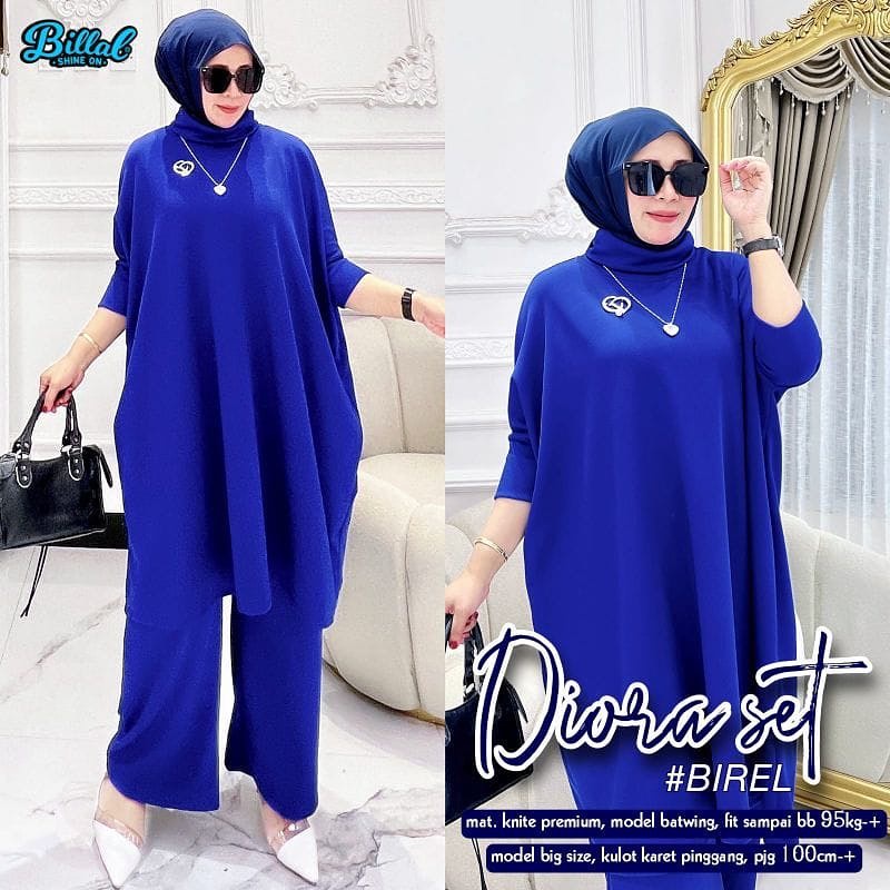 Diova One Set Jumbo Ld 120-170 cm Setelan Tunik Dan Celana Bahan Knit Premium Baju Setelan Wanita Kekinian Diora Set