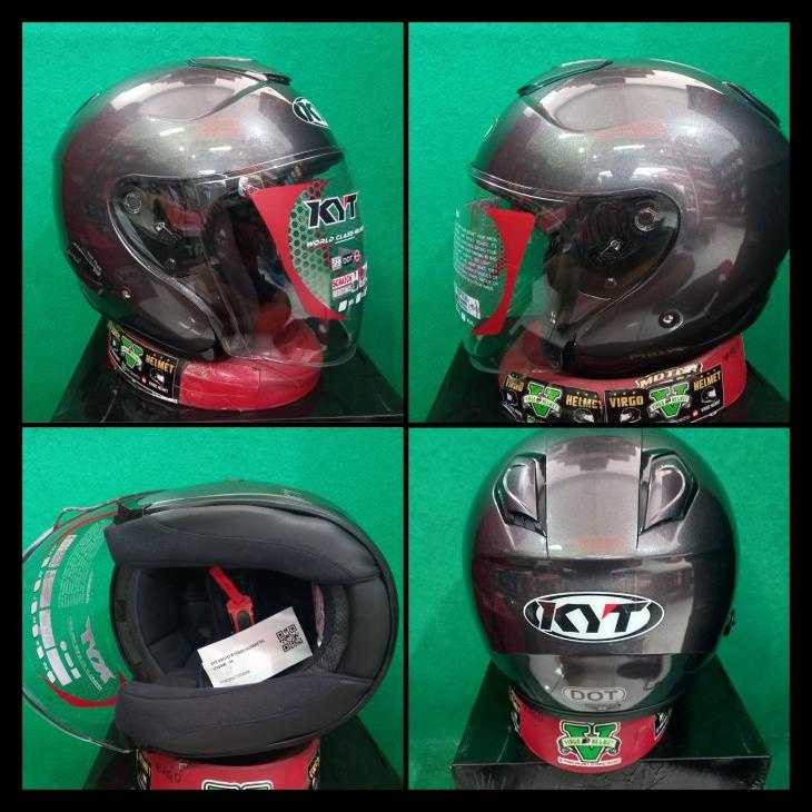 Kyt Helm Kyoto Solid Gunmetal Glossy Original Kyt