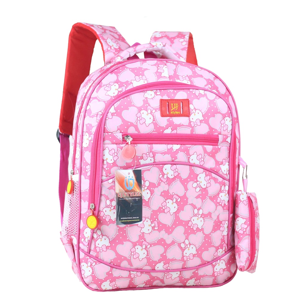 Tas Ransel Anak Perempuan TK SD  Hello Kitty Pony Unicorn Style Tas Sekolah Import Bonus Tempat Pensil Raincover Ukuran Compact Ngaji Les TPA TPQ Keren Cantik Ransel Backpack Gendong Cewek Unicorn Kuda Hello Kitty Pony Lucu Imut