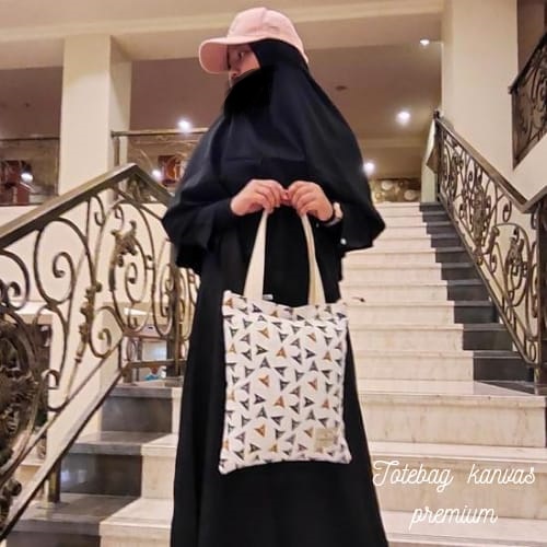 TOTEBAG WANITA RESLETING / TAS TOTE BAG WANITA BAHAN KANVAS MOTIF BUAT SHOPPING DAN KULIAH TT 008