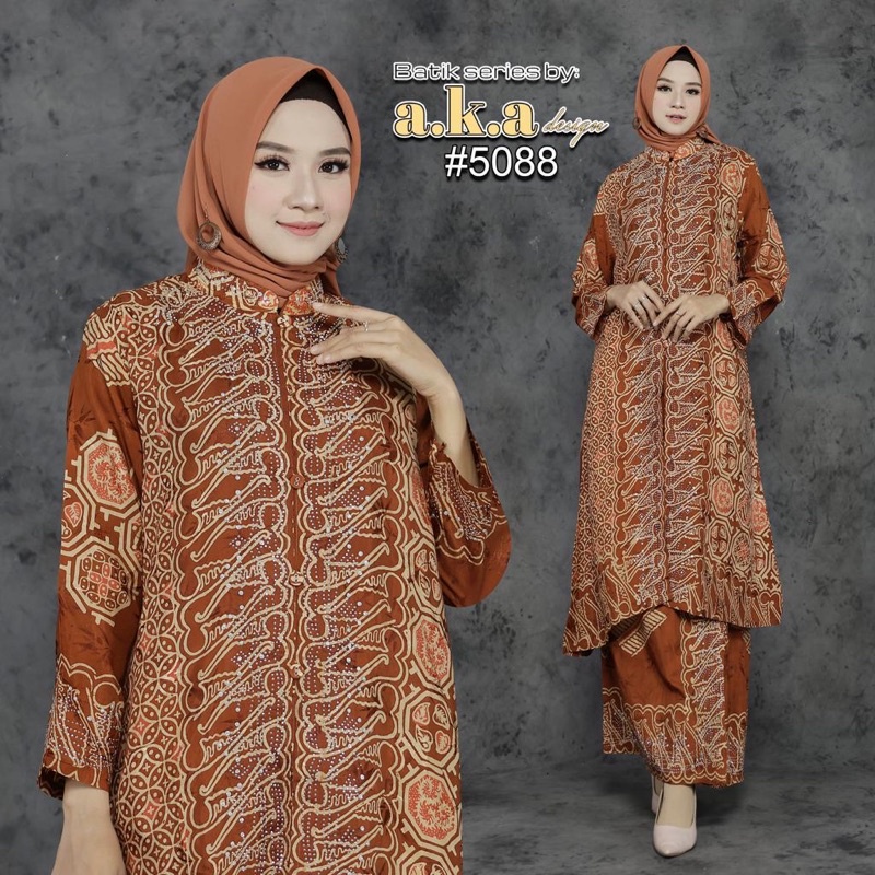 One Set Batik Melayu Abaya payet Semi Sutra 5088