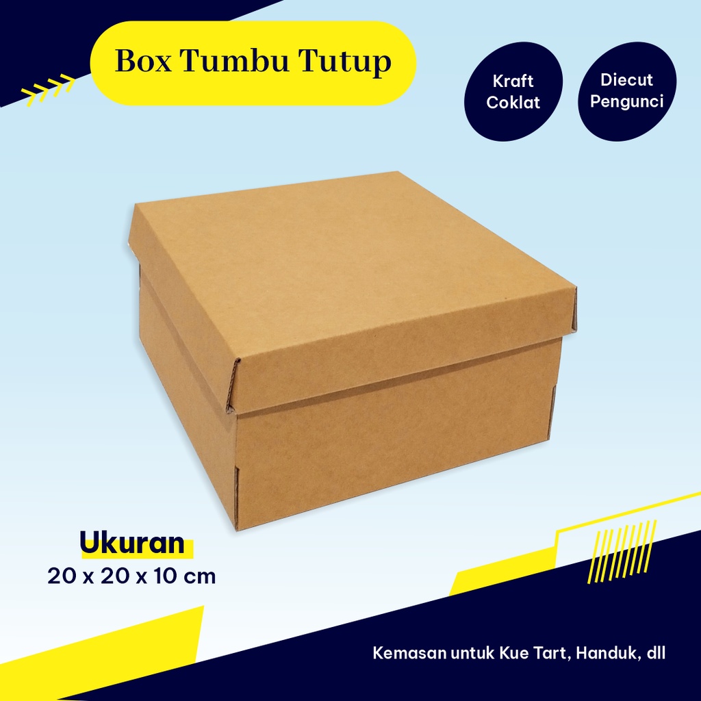 

Kardus/Box 20 x 20 x 10 cm - Box Top Bottom Tumbu Tutup - Bisa Custom Ukuran dan Sablon