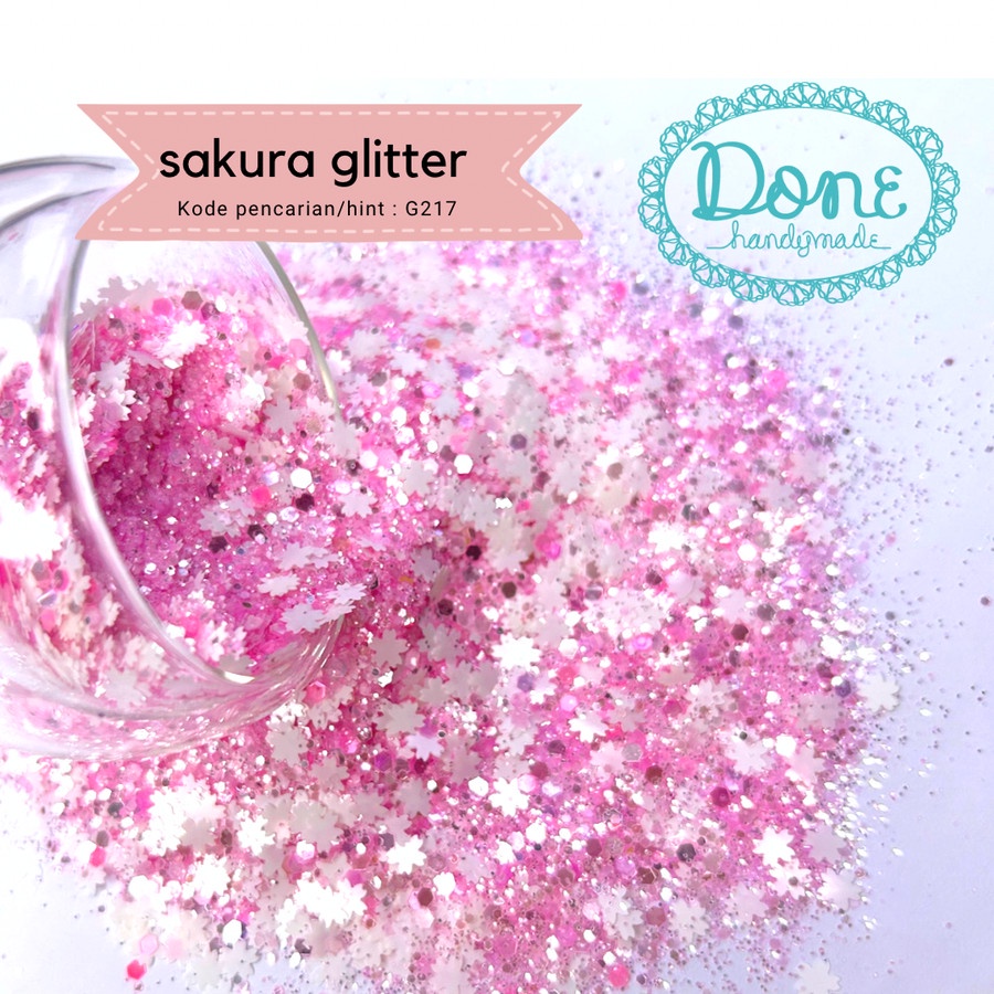 done handymade glitter sakura flower hexagon resin art nail art g217