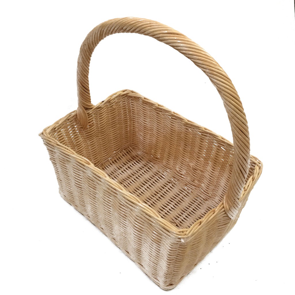 90 Kerajinan Tangan Rotan - Keranjang Sayur Tenteng Kotak 26x32x17cm