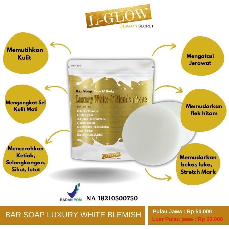 BAR SOAP LUXURY WHITE &amp; BLEMISH BY REFLI SKIN LGLOW