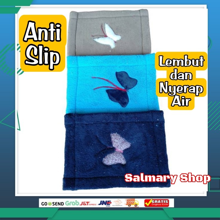 Keset Bulu MOTIF KUPU KUPU Keset Kaki Keset WC Bahan KOHER PREMIUM Tebal 5CM Anti Licin Kesed Rumah 