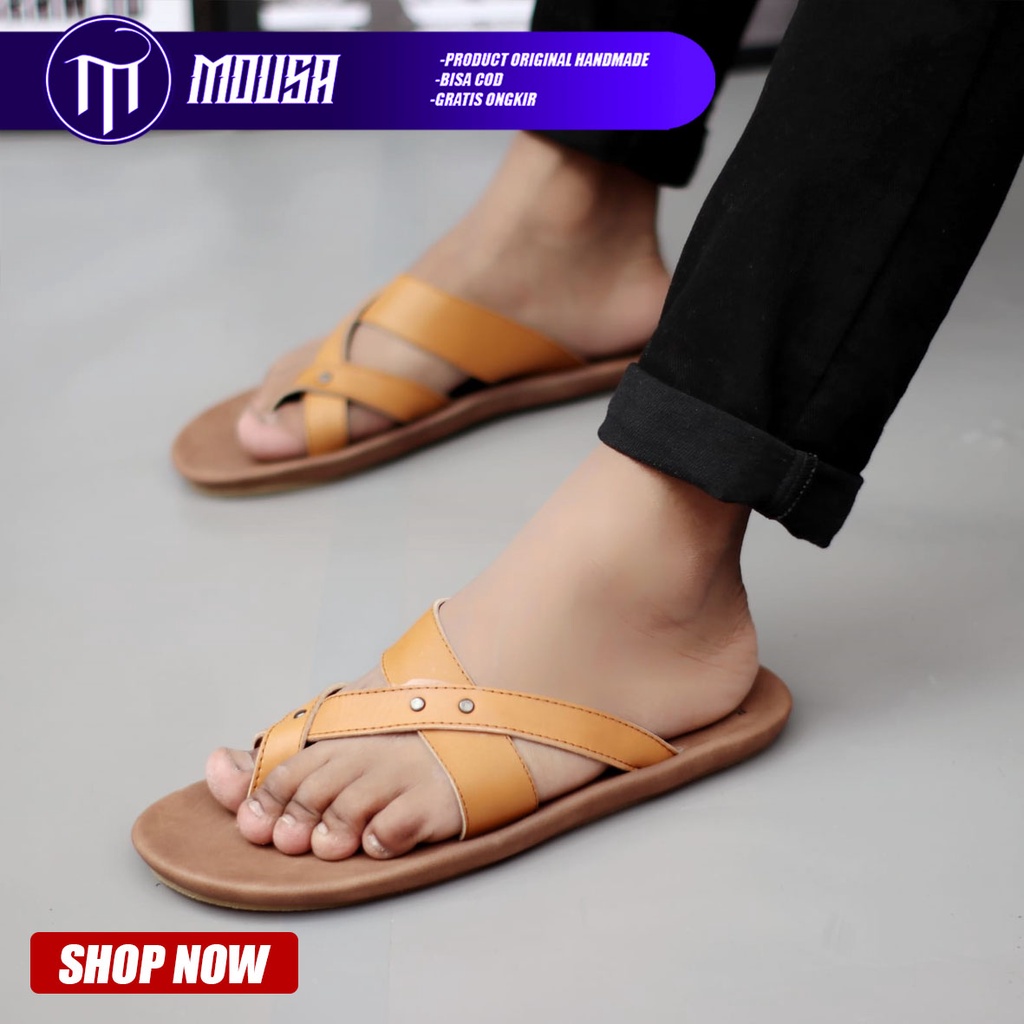 Sandal Jepit Kulit Asli Pria Kekinian Original Mousa Clint