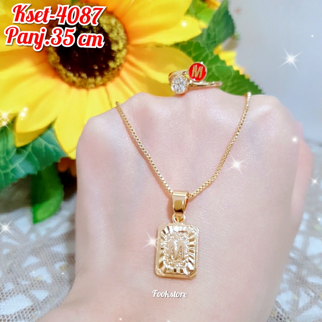 SET KALUNG ANAK HURUF &amp; CINCIN HURUF ANTI ALERGI/COD