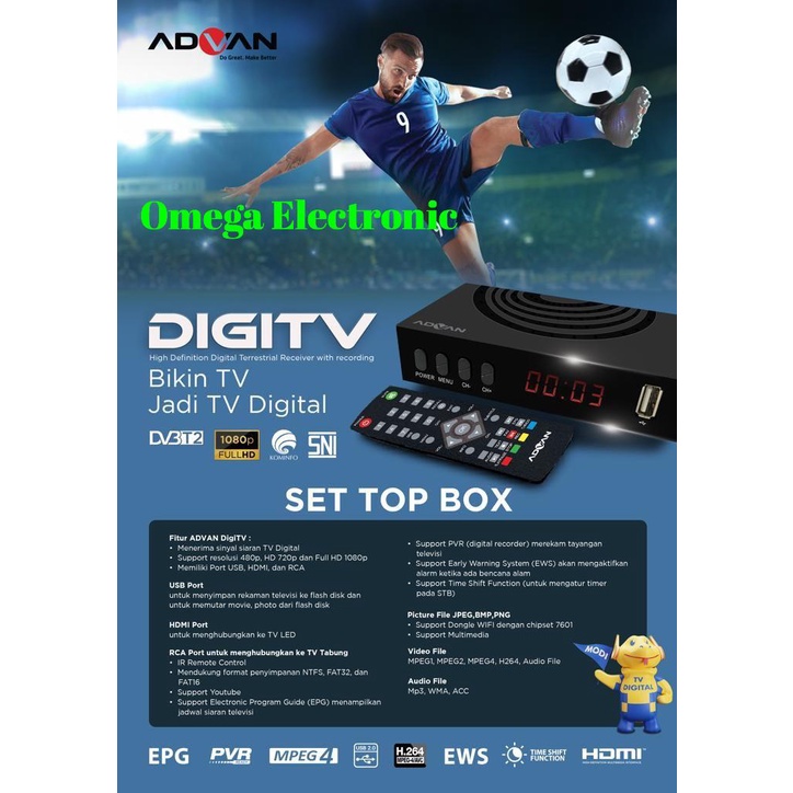 ADVAN DIGITV DVBT2 Full HD 1080p Set Top Box TV Digital Receiver