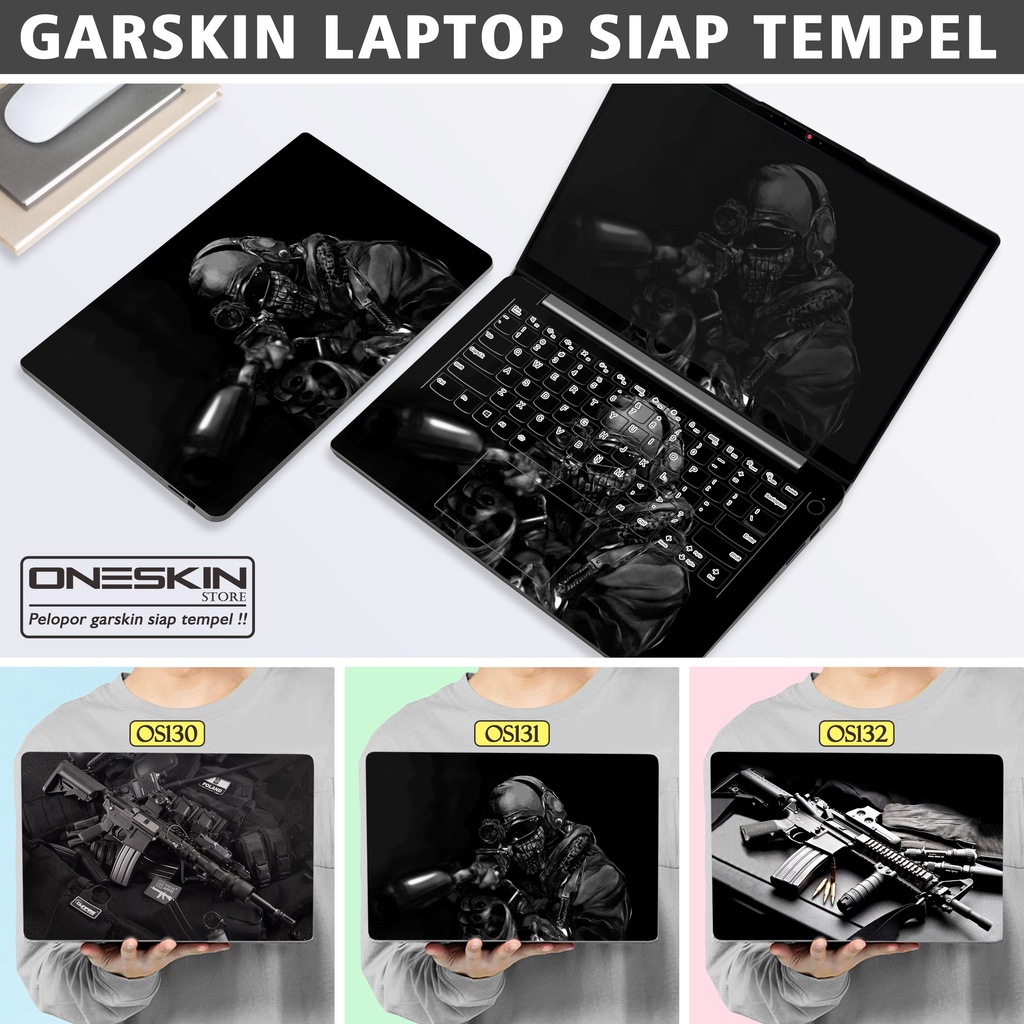 Garskin Sticker Laptop Protector Macbook Full Body Bottom Bezel Palmrest Skin Military Weapon