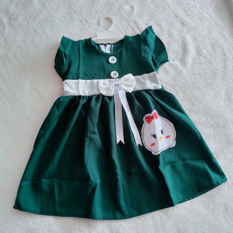 Dress anak cewek 1 2 tahun moscrepe gaun anak perempuan baju anak cewek piyo piyo ( dress piyo-piyo moscrepe )