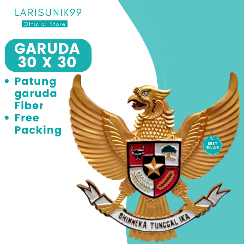 Garuda Pancasila Hiasan Dinding Lambang Fiber Lambang Negara Burung Garuda Gold Fiber 30CM