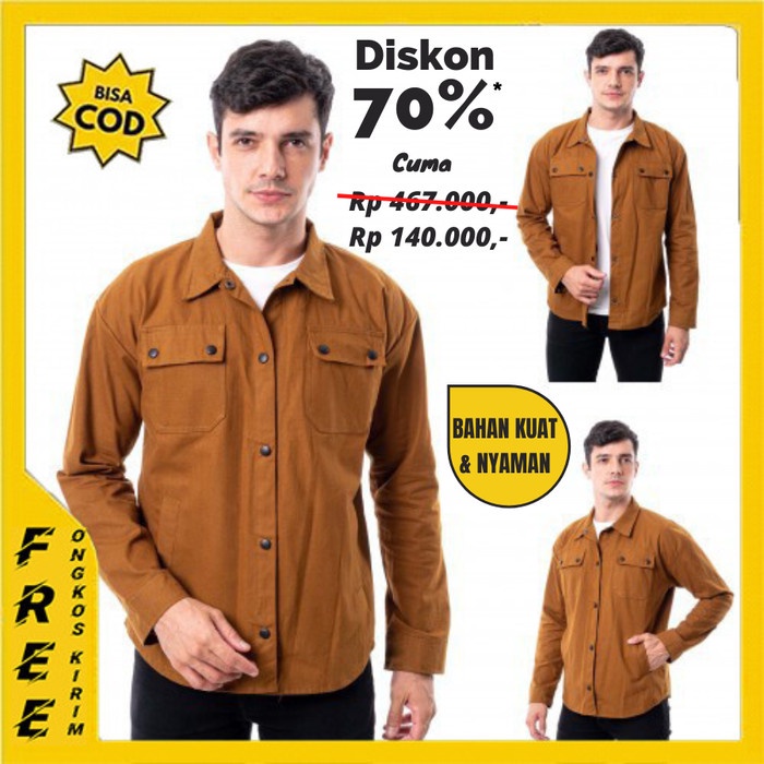 jaket pria Jaket Semi Parka Pria Kemeja Trucker Pria Kemeja Canvas Pria I13 - RANDOM, L(E1O9) Jaket 