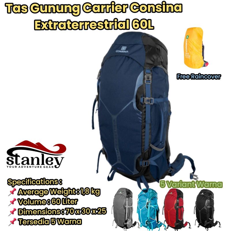 Tas keril atau tas gunung Consina Extraterrestrial 60L up 65L