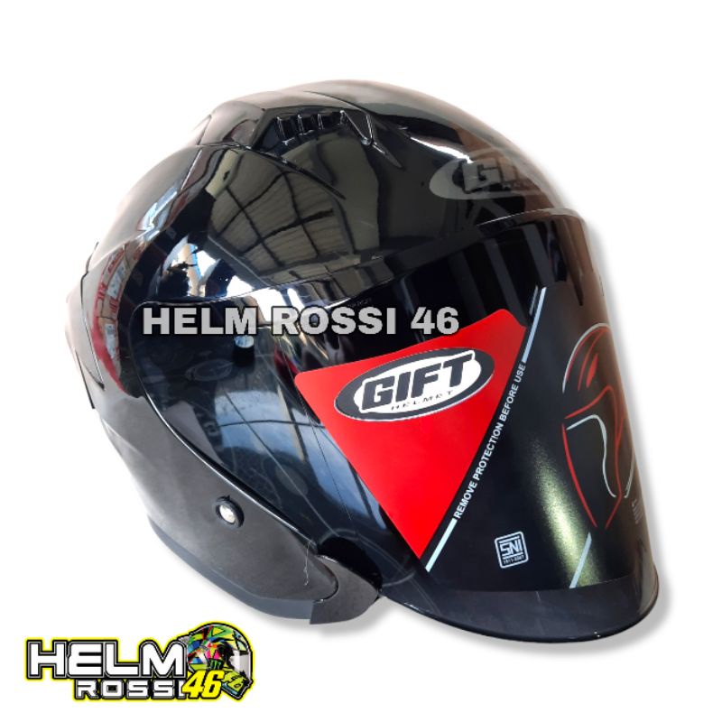 HELM GIFT SARGON HITAM METALIK Black GLOSSY rep NJS KAIROZ + Visor FLAT Venom + Spoiler