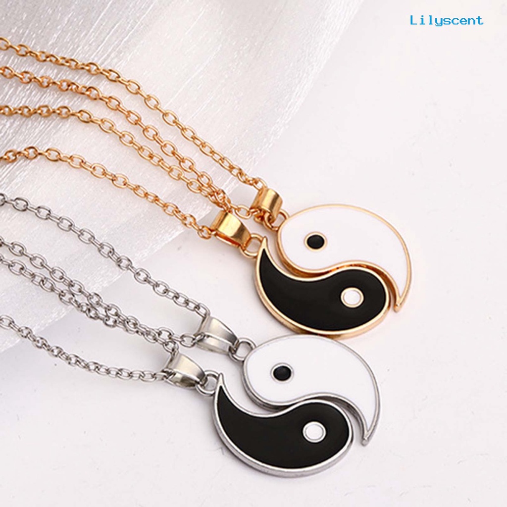 Ls 2pcs/Set Kalung Rantai Tai Chi Liontin Pasangan Memorial Stainless Untuk Hadiah