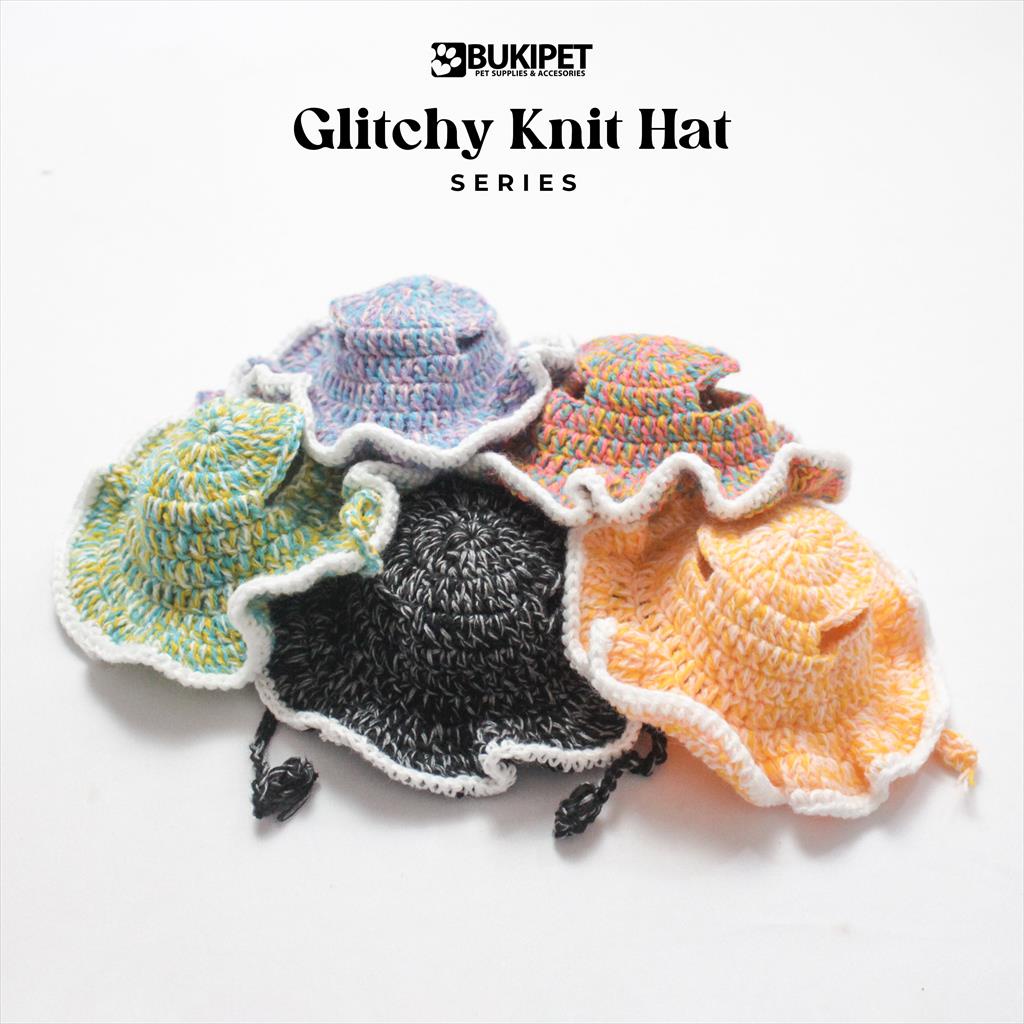 topi kucing rajut aksesoris hewan lucu murah - GLITCHY KNIT HAT SERIES