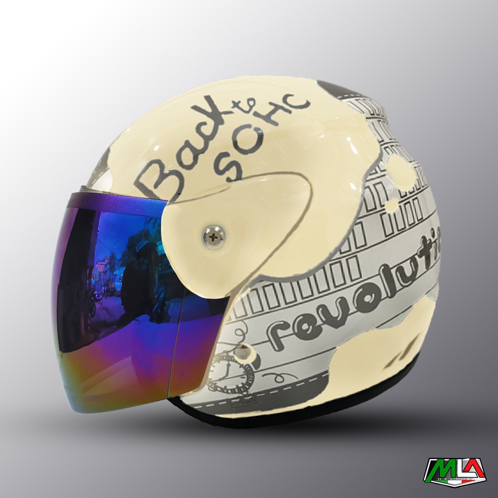 Helm Dewasa Half Face evolution Motif Note Murah PREMIUM Free Packing DUS - COD -