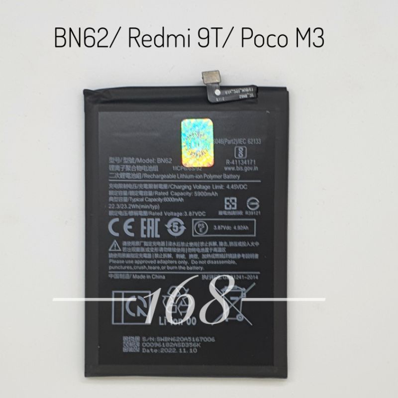 Baterai Batre Xiaomi BN62 Redmi 9T Pocophone M3 Batere Battery Xiaomi BN 62 Poco M3 Original