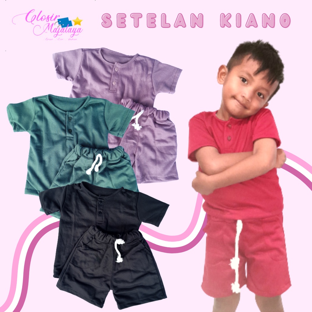 Setelan Baju Anak Unisex Kiano Set / Setelan Anak Kiano Pendek 1-5 Tahun