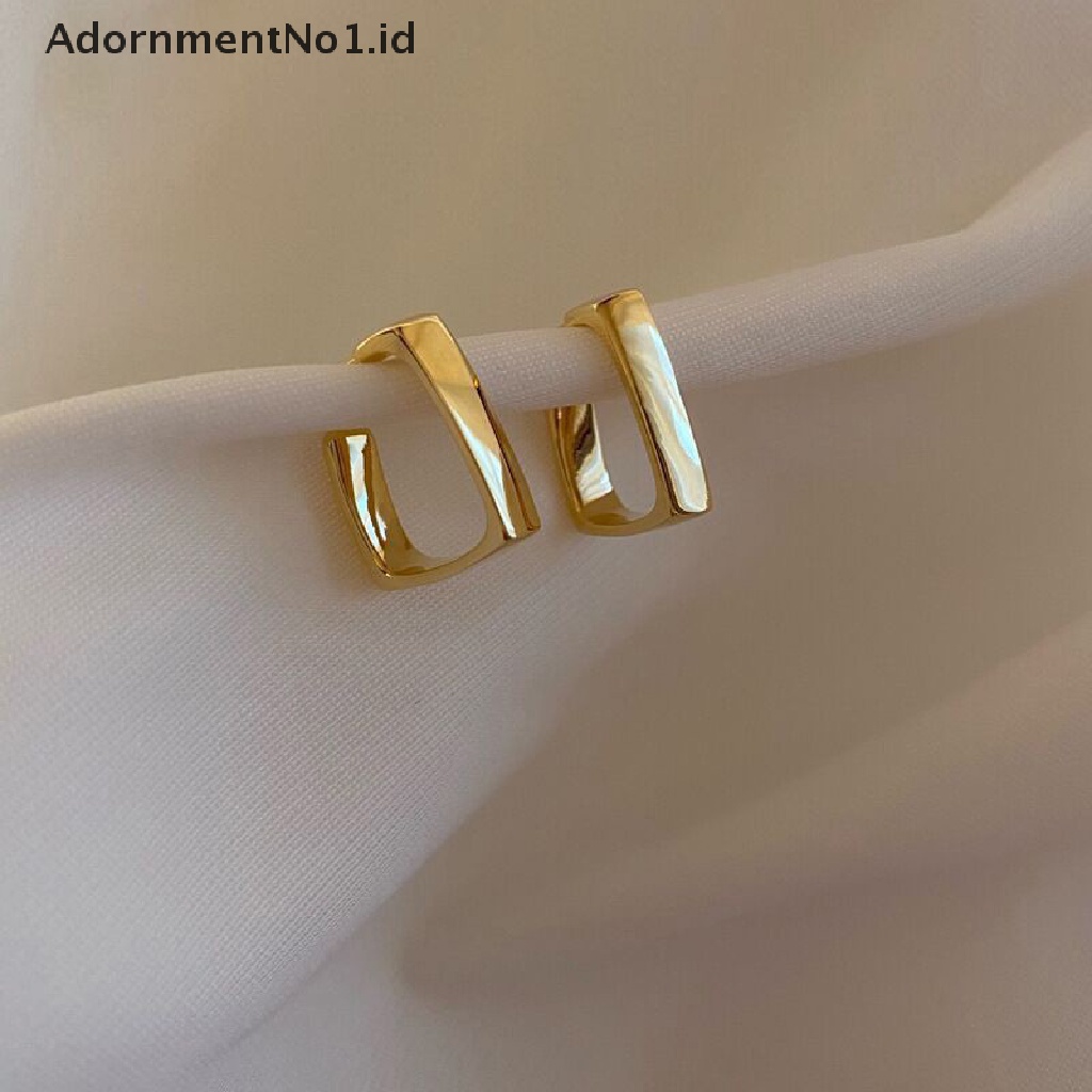 [AdornmentNo1] Baru Fashion Wanita Stainless Steel Glossy Stud Earrings Temperamen Wanita Anting Persegi Pesta Hadiah Ulang Tahun Perhiasan [ID]