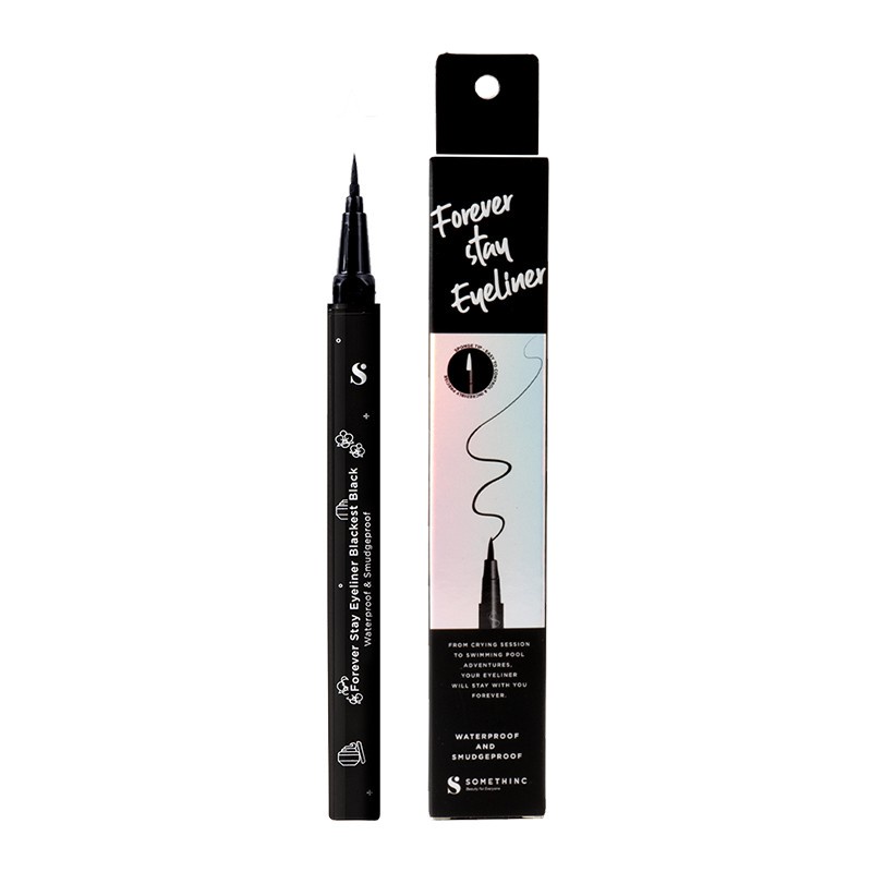 SOMETHINC Mascara &amp; Eyeliner - Forever Stay Eyeliner / Hangover Voluminous Fiber Lash Smudgeproof Mascara Original BPOM