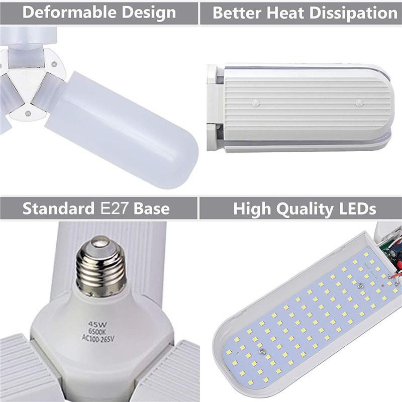 834 Fan Blade Foldable LED Bulb 45W E27 6500K 1800 Lumens - Lampu LED dengan Desain Kipas