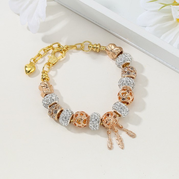 Must Have Ru450 Dinglly Gelang Tangan Wanita Manik Kaca Kristal Bentuk Hati War Terbaru