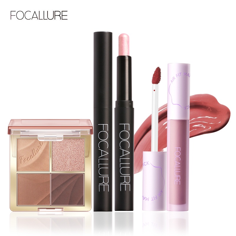 FOCALLURE 3PCS Makeup Set Matte Lipstick Waterproof Long-lasting Makeup set ( Eyeshadow / Lip Tint / Eyebrow Cream)