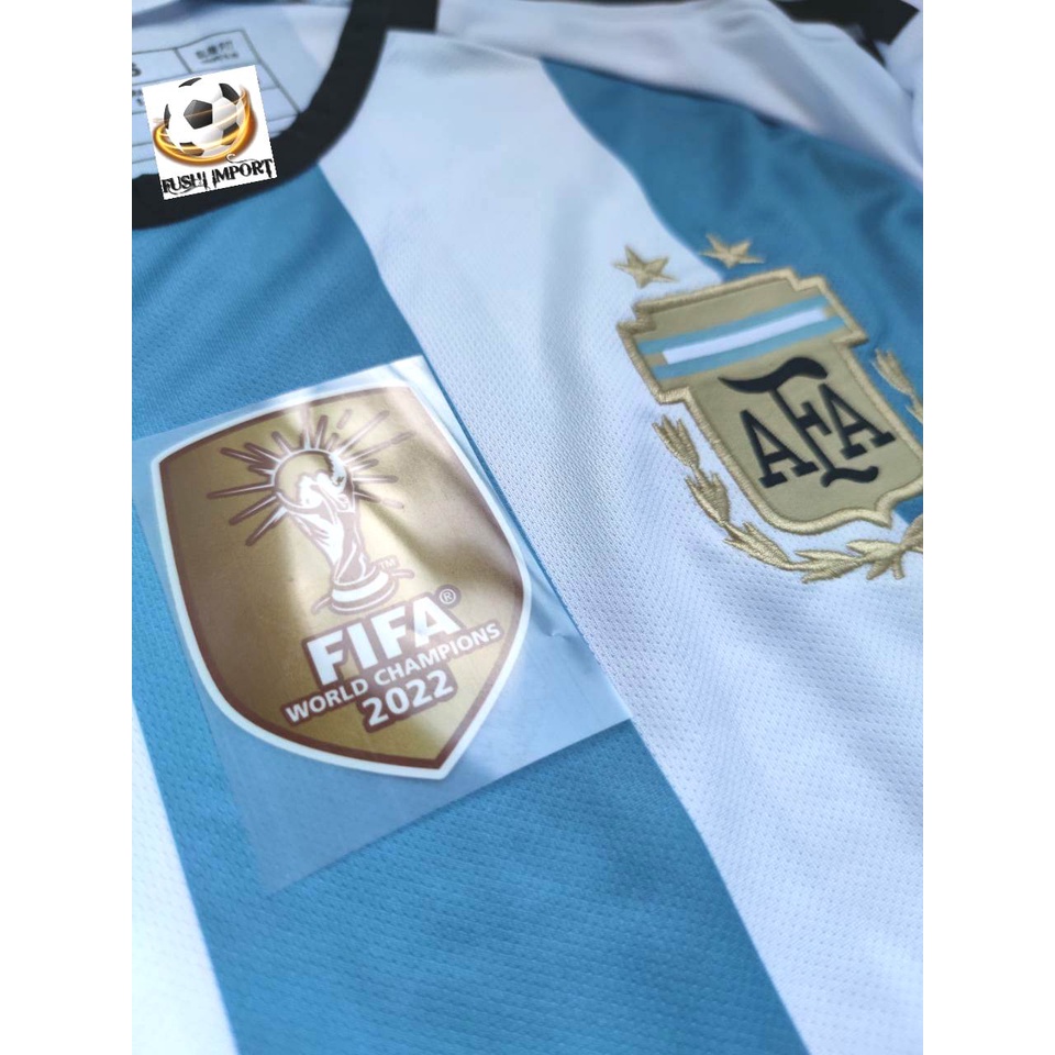 Jersey Baju Bola Argentina Home Bintang 2 Full Patch Piala Dunia World Cup 2022 Grade Ori