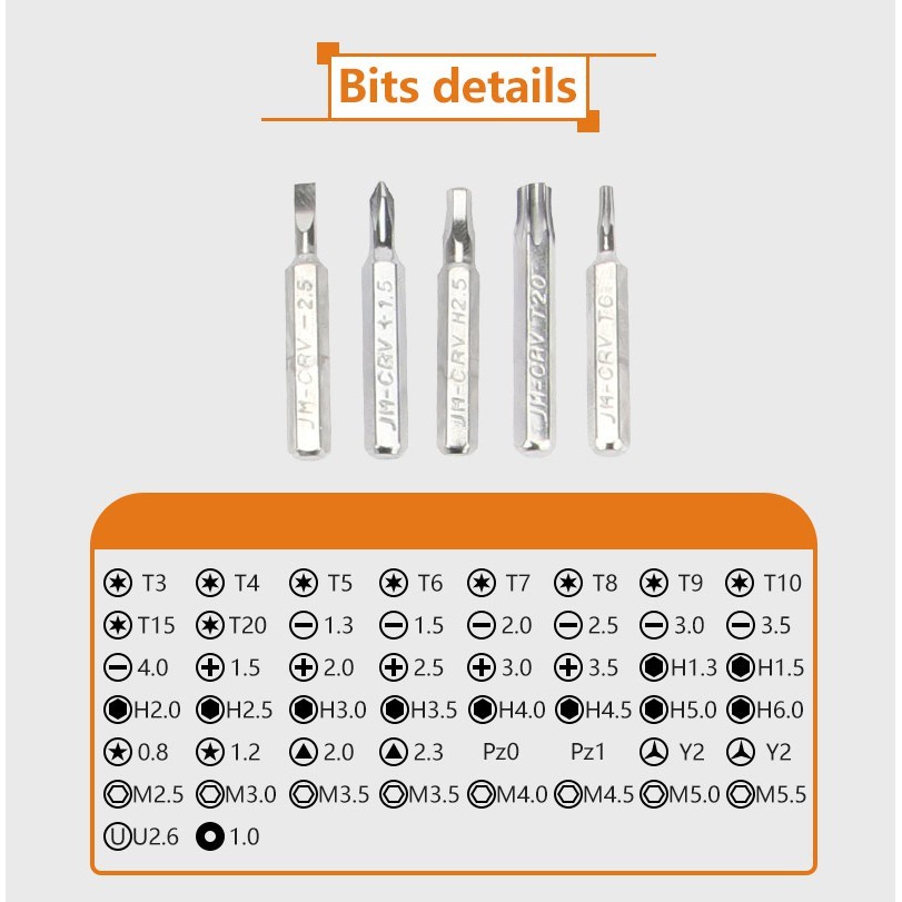 Screwdriver set tool jakemy 53in1 electronic with pinset tweezer for hp laptop vga pc cpu tv jm-8127 - Obeng teknisi pro