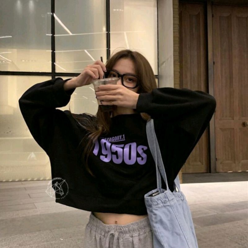 Thesilversky 1950s Crop Crewneck Sweater