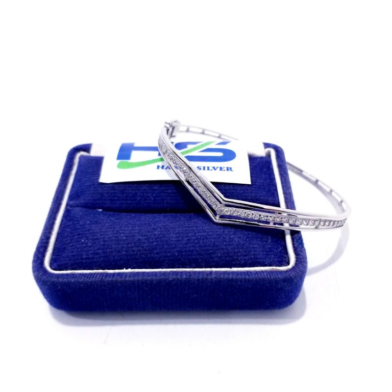 Gelang Perak Wanita Silver Asli 925 Lapis Emas Putih Dan Kuning Model Bangle Fuji Aurel - Gelang Perak Wanita Anti Karat