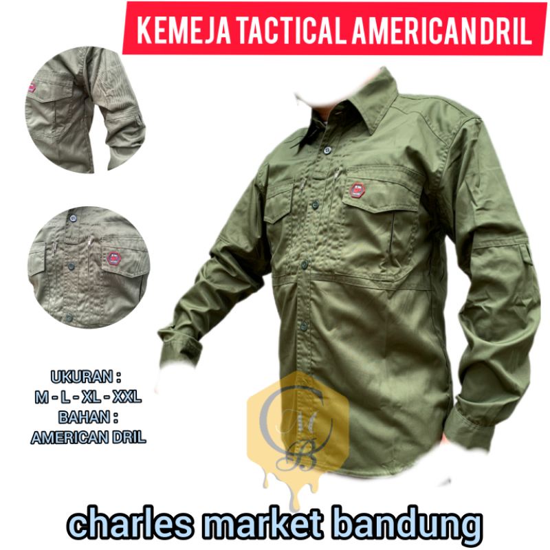KEMEJA TACTICAL AMERICAN DRILL - KEMEJA OUTDOOR DRILL - KEMEJA TACTICAL MURAH