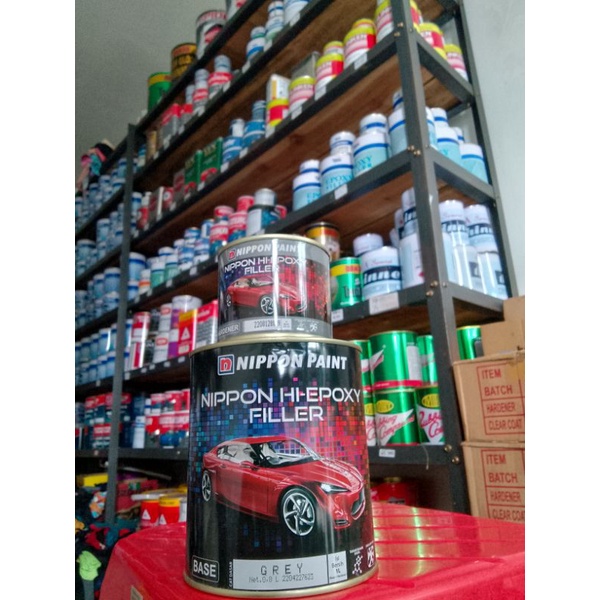 EPOXY FILLER GREY CAT DASAR UNTUK BESI, KAYU, PLASTIK / NIPPONPAINT + HARDENER