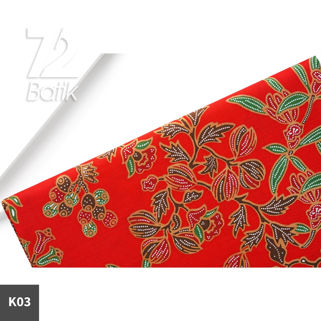 KAIN BATIK PREMIUM Bahan Katun Motif Kembang Tulip Merah 723140 Cap 72 Jarik Jarit Samping Kebat Panjang Batik Katun Modern Premium Bahan Seragam Batik Pernikahan Kantor Keluarga Murah Kamen Jadi Batik Bali Lembaran