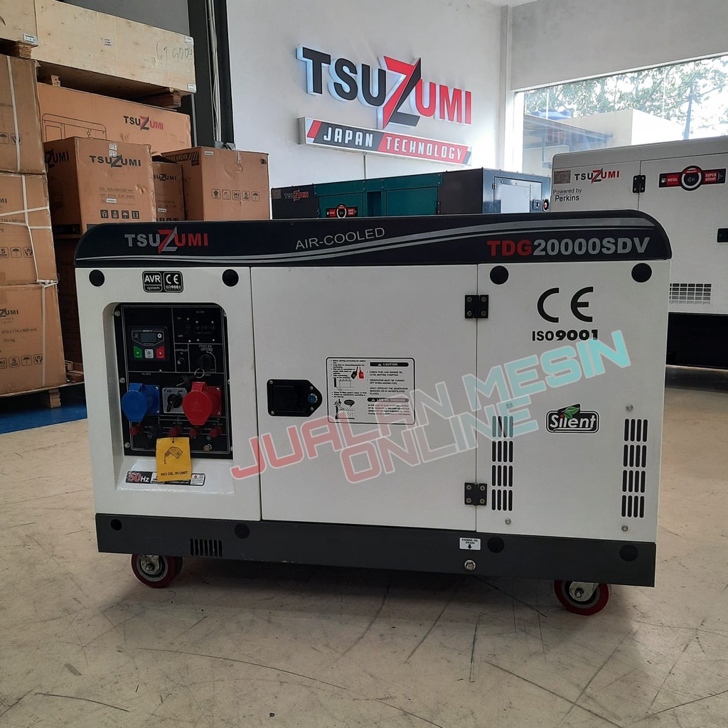 Genset Silent 20 kva 15000 watt 3 phase Tsuzumi TDG20000SDV Sollar