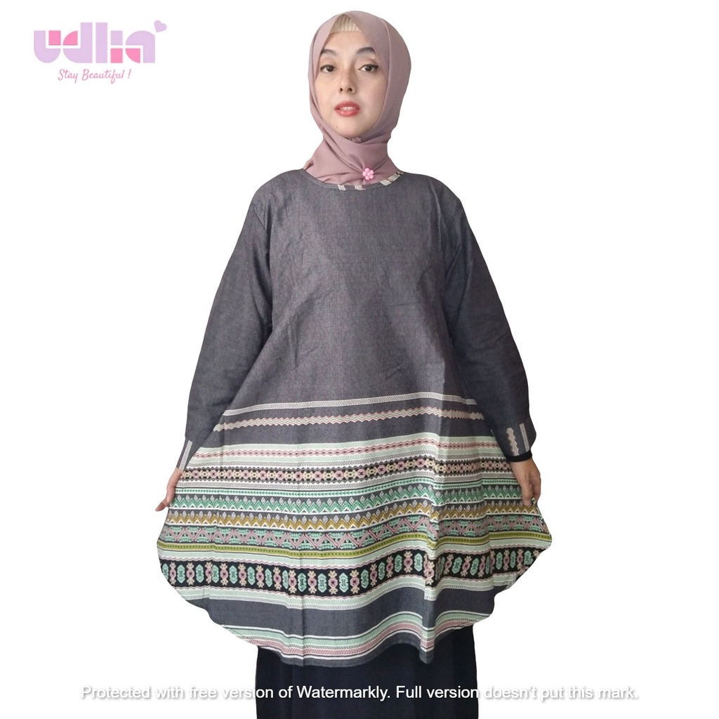 Udlia Tunik Katun Bangkok Jumbo Abu