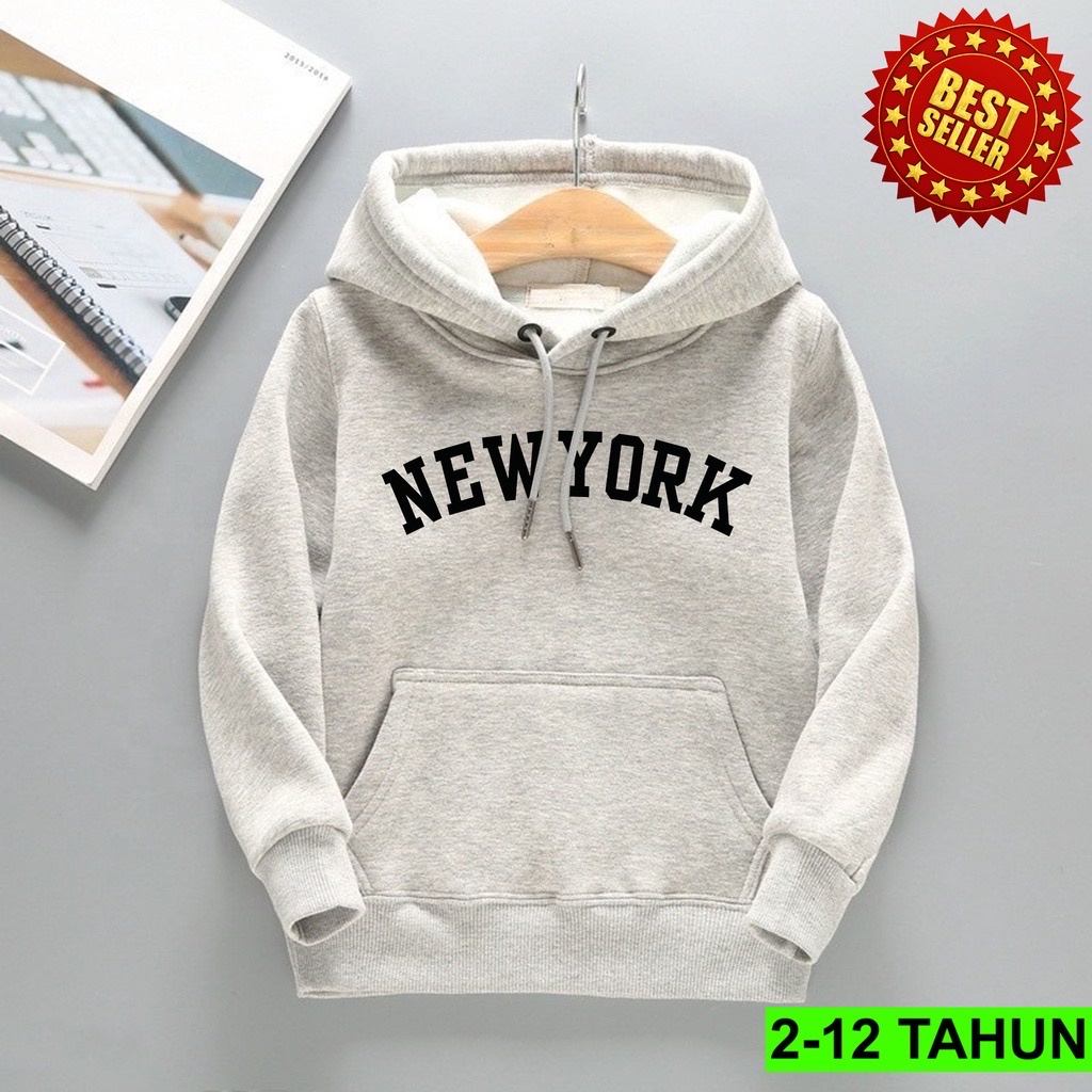 Jumper Hoodie Anak NEWYORK II Jaket Hoodie Anak Viral II Sweater Hoodie Kids Sz M - XL ( Laki Laki &amp; Peremepuan )