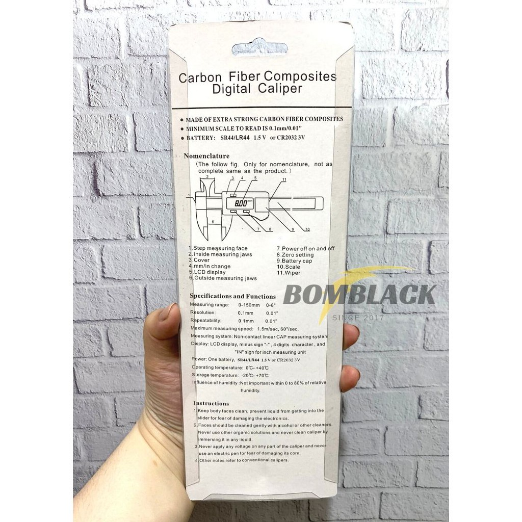 Sigmat Skekmat Jangka Sorong Digital Vernier Caliper LCD 150mm Carbon