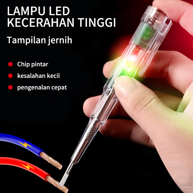 ISKU Obeng Test Pencil TesPen Tester 14cm with Indicator Dual LED Highlighting Rentang Uji 70-250V Anti Jatuh Dan Tahan Lama TesPen Mudah Dibawa