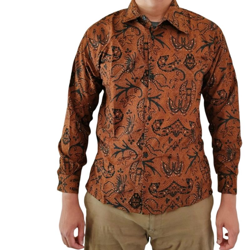 Kemeja hem batik pria remaja lengan panjang murah All size