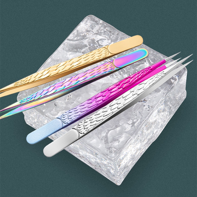 1pcs Penjepit Bulu Mata Klip Ekstensi Stainless Steel Anti-Statis Superhard Pinset Presisi Tinggi Dengan Tip Fiber Alat Makeup