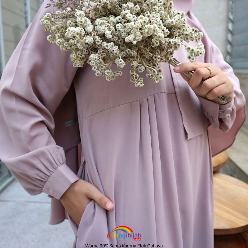 Gamis Zayna | gamis thalia warna 3 |  by Pelangi Hijab PH | busui friendly | bahan wolfis | saku resleting