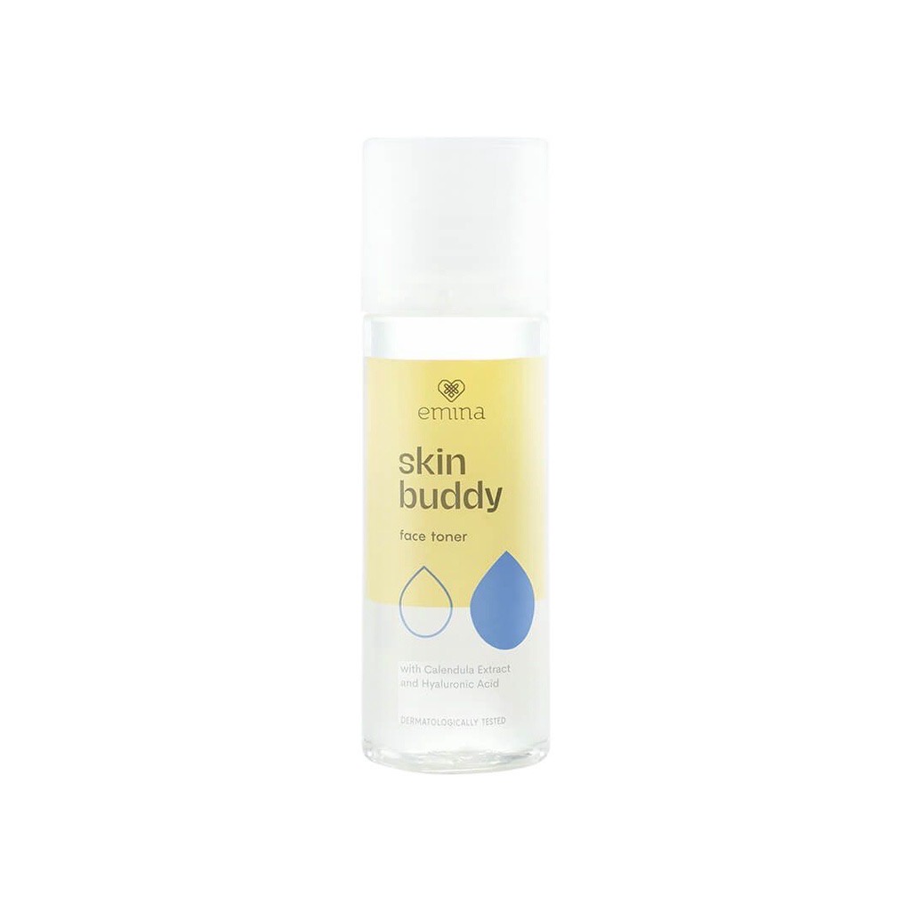 EMINA Skin Buddy Face Toner Indonesia / Pembersih Wajah 50ml 100ml / With Calendula Extract And Hyaluronic Acid / Lembab Segar Formula Mild Hydrating Ringan Tidak Lengket Melembabkan Skincare Facial Care / Bubble Up Dot Burst Sun Protection SPF Sunscreen