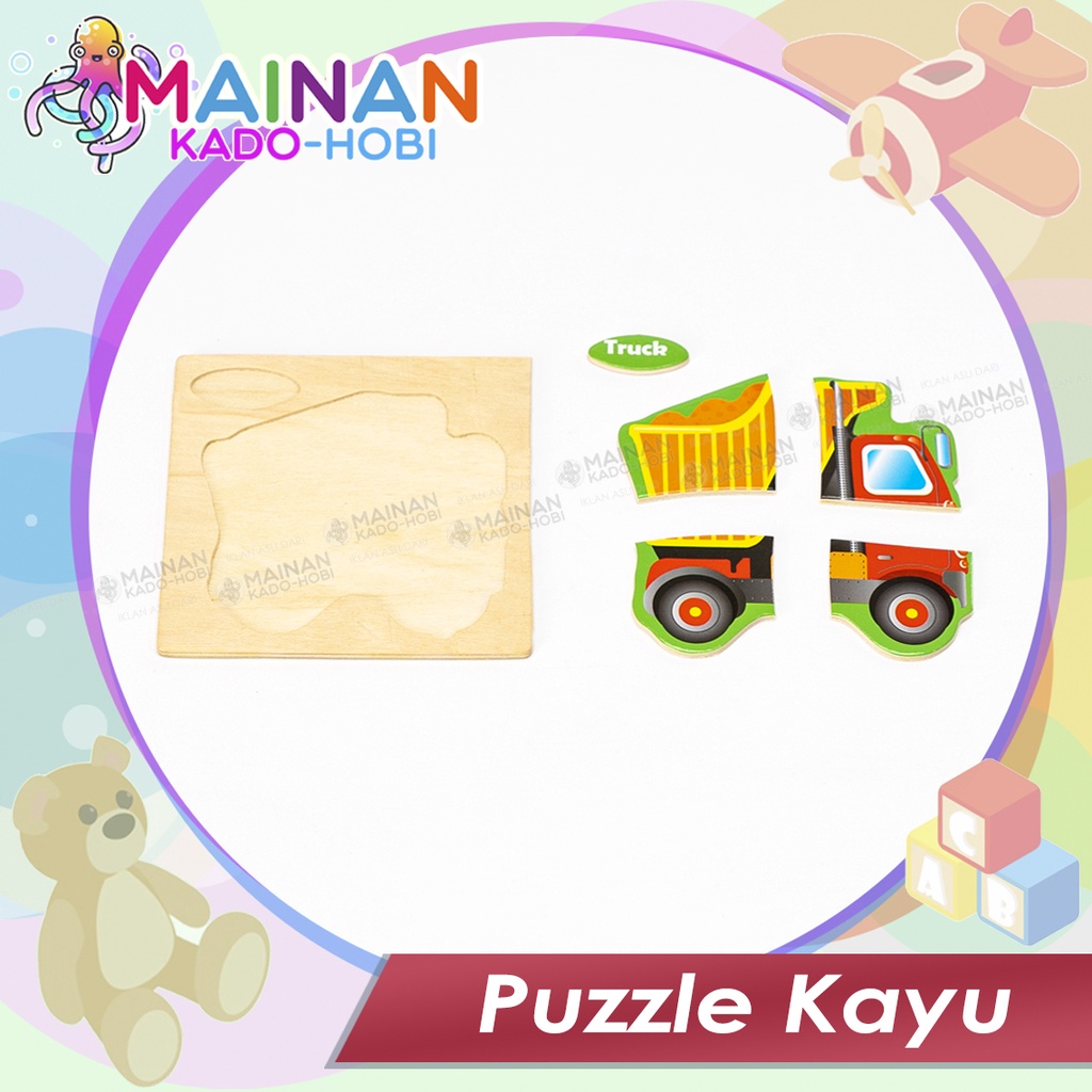 MAINAN EDUKASI ANAK PUZZLE KAYU TRANSPORTASI KONSTRUKSI TRUK