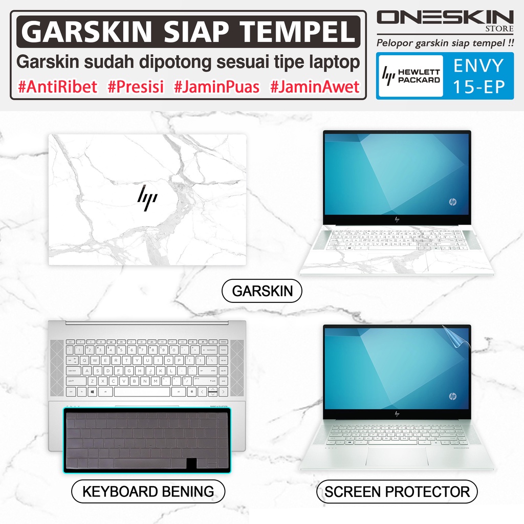 Garskin Sticker Laptop Pelindung Keyboard Screen Protector HP Envy 14-eb 14-eb0002TX 15-ep 15-ep0016TX Gambar Full Body Silikon Bening Glossy Doff